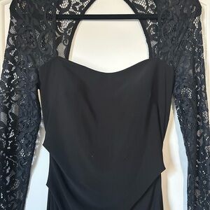 Elegant Black Lace Sleeve Dress